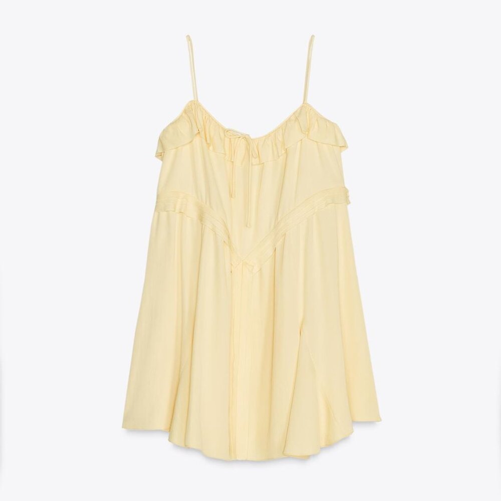 💛 Zara Yellow Short Ruffle Dress NWT